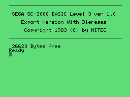 Schermata SEGA SC-3000 BASIC Level 3